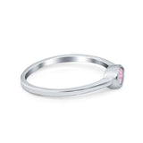 Pear Solitaire Wedding Ring Bezel Simulated Pink CZ 925 Sterling Silver