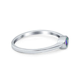 Pear Solitaire Wedding Ring Bezel Simulated Rainbow CZ 925 Sterling Silver