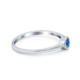 Petite Dainty Wedding Ring Bezel Simulated Blue Topaz CZ 925 Sterling Silver