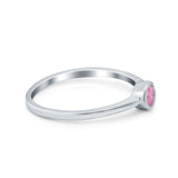 Petite Dainty Wedding Ring Bezel Simulated Pink CZ 925 Sterling Silver