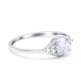 Art Deco Engagement Ring Round Simulated Cubic Zirconia 925 Sterling Silver