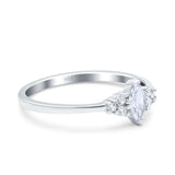 Marquise Art Deco Engagement Ring 3 Stone Simulated Cubic Zirconia 925 Sterling Silver