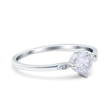 Three Stone Art Deco Engagement Ring Round Simulated Cubic Zirconia 925 Sterling Silver