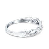 Half Eternity Twist Band Round Simulated Cubic Zirconia 925 Sterling Silver