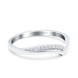 V Shape Engagement Band Eternity Ring Round Simulated Cubic Zirconia 925 Sterling Silver