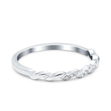 Twist Infinity Shank Ring Wedding Eternity Band Simulated Cubic Zirconia 925 Sterling Silver