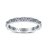 Eternity Stackable Wedding Band Ring Round Simulated Cubic Zirconia 925 Sterling Silver