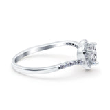 Halo Heart Art Deco Wedding Bridal Ring Simulated Cubic Zirconia 925 Sterling Silver