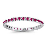 Stackable Ring Round Eternity Simulated Ruby CZ 925 Sterling Silver