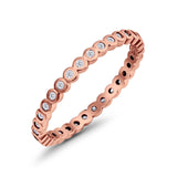 Full Eternity Stackable Wedding Ring Rose Tone, Simulated Cubic Zirconia 925 Sterling Silver