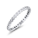 Full Eternity Stackable Wedding Ring Round Simulated Cubic Zirconia 925 Sterling Silver