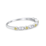 Half Eternity Wedding Band Round Simulated Yellow CZ 925 Sterling Silver