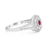 Antique Style Engagement Ring Round Simulated Ruby CZ 925 Sterling Silver