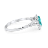 Teardrop Engagement Ring Simulated Paraiba Tourmaline CZ 925 Sterling Silver