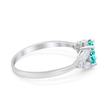 Art Deco Oval Engagement Ring Simulated Paraiba Tourmaline CZ 925 Sterling Silver
