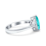 Vintage Art Deco Marquise Wedding Ring Simulated Paraiba Tourmaline CZ 925 Sterling Silver