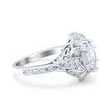Marquise Art Deco Engagement Ring Accent Simulated Cubic Zirconia 925 Sterling Silver