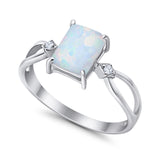 Halo Wedding Ring Baguette Round Lab Created White Opal 925 Sterling Silver