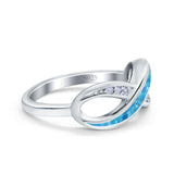 Infinity Ring Lab Created Blue Opal Round Simulated Cubic Zirconia 925 Sterling Silver