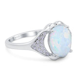 Oval Art Deco Wedding Bridal Ring Lab Created White Opal 925 Sterling Silver
