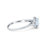 Halo Wedding Bridal Ring Round Lab Created White Opal 925 Sterling Silver