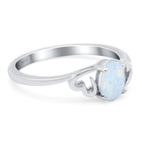 Art Deco Oval Engagement Bridal Ring Lab Created White Opal 925 Sterling Silver