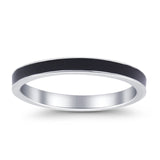 Full Eternity Stackable Wedding Band Ring Simulated Black Enamel 3mm 925 Sterling Silver