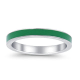 Full Eternity Stackable Wedding Band Ring Simulated Green Enamel 3mm 925 Sterling Silver