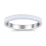 Full Eternity Stackable Wedding Band Ring Simulated White Enamel 3mm 925 Sterling Silver