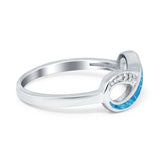 Infinity Ring Crisscross Lab Created Blue Opal 925 Sterling Silver