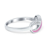 Infinity Ring Crisscross Lab Created Pink Opal 925 Sterling Silver