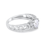 Filigree Heart Promise Wedding Ring Simulated Cubic Zirconia 925 Sterling Silver