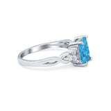 Emerald Cut Wedding Bridal Ring Lab Created Blue Opal 925 Sterling Silver