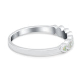 Sideways Heart Eternity Band Lab Created White Opal Band 925 Sterling Silver