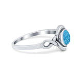 Celtic Trinity Rings Lab Created Blue Opal Infinity Shank 925 Sterling Silver