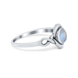 Celtic Trinity Ring Simulated Moonstone CZ Infinity Shank 925 Sterling Silver