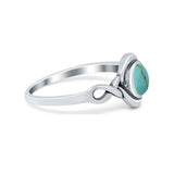 Celtic Trinity Ring Simulated Turquoise CZ Infinity Shank 925 Sterling Silver
