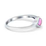 Swirl Petite Dainty Solitaire Ring Lab Created Pink Opal 925 Sterling Silver