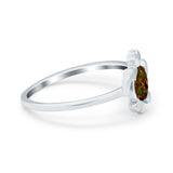 Turtle Ring Lab Created Black Opal 925 Sterling Silver