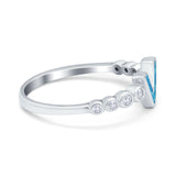 Fashion V Ring Lab Created Blue Opal 925 Sterling Silver Thumb Ring