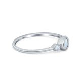 Fashion Style Band Ring Round Lab Created White Opal 925 Sterling Silver