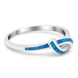 Knot Ring Band Lab Created Blue Opal 925 Sterling Silver (7mm)