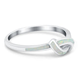 Knot Ring Band Lab Created White Opal 925 Sterling Silver (7mm)