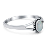 Oval Shape Ring Band Lab Created White Opal 925 Sterling Silver (7mm)