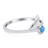 Whale Tail Ring Band Lab Created Blue Opal 925 Sterling Silver (9mm)