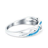 Criss Cross Ring Band Lab Created Blue Opal 925 Sterling Silver (5mm)