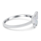 Butterfly Ring Band Lab Created White Opal 925 Sterling Silver (8mm)