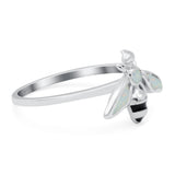 Bee Ring Band Lab Created White Opal 925 Sterling Silver (11mm)