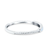 Simple Ring Band Lab Created White Opal 925 Sterling Silver (2mm)