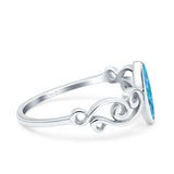 Filigree Thumb Marquise Ring Band Lab Created Blue Opal 925 Sterling Silver (9.5mm)